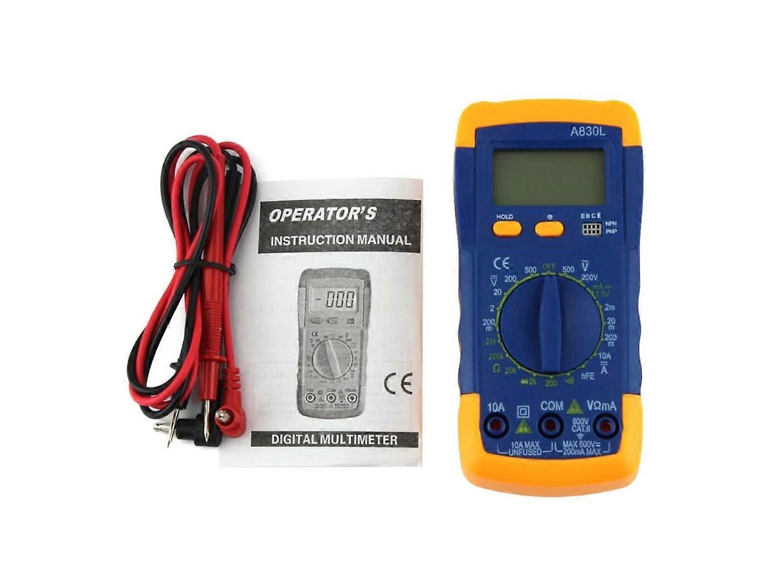 Lurelia Multímetro Digital, A830l, 600 V, 10 A, Ncv, Luz De Fundo, Capacitância, Temperatura, Frequência