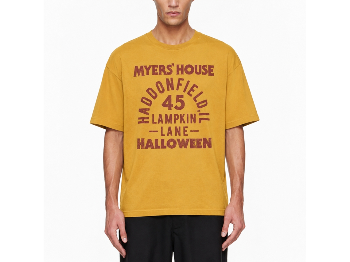 Rockinstone Halloween Movie Myers House Text Solid Ginger Adult T-shirt Size:m