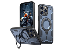 Capa Armor Híbrida Pc Tpu Para Iphone 15 Pro Max - Suporte De Anel Magsafe