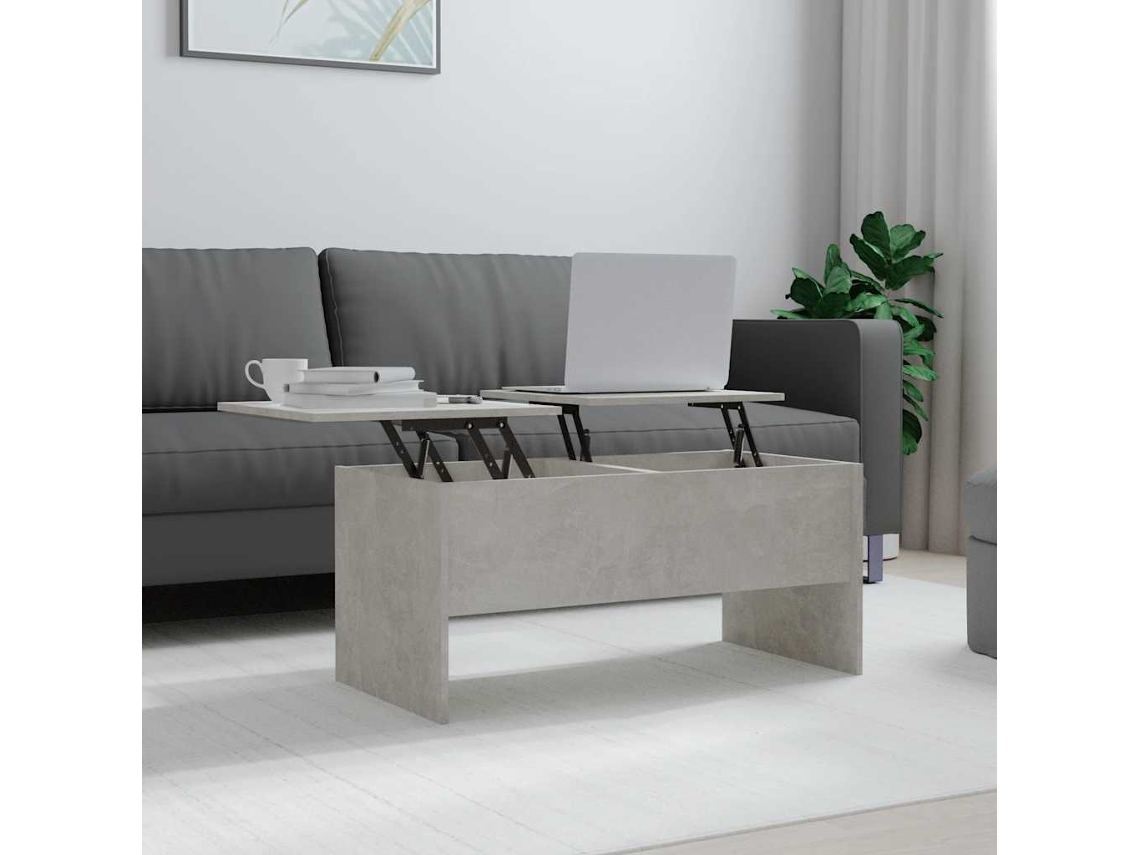 Vidaxl Mesa De Centro 102x50,5x46,5cm Madeira Processada Cinza Cimento