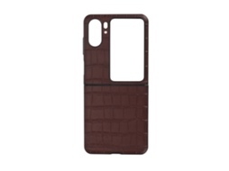 Mali capa de Couro Genuíno Dobrável para Oppo Find N2 Flip Proteção Anti risco Marrom
