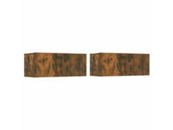 Conjunto de 2 móbiles de TV em madeira defumada de carvalho Madeira, EXCLUSIVO DA MAISON (80x30x30 cm)