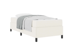 Cama De Solteiro | Camas Para Quarto | Estrutura Da Cama Com Colchão Creme 100 X 200 Cm Tecido