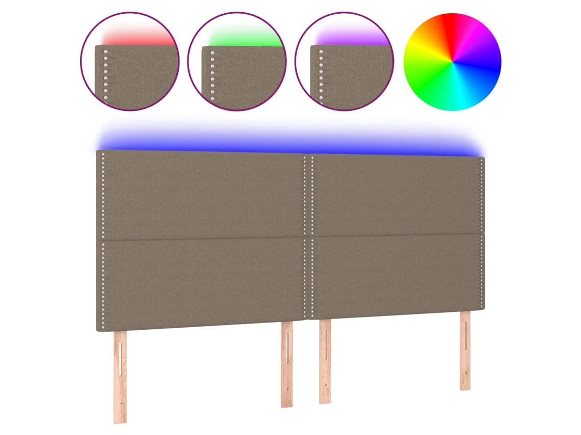 Led Headboard, Led Headboards Vidaxl Cinzento-acastanhado Tecido (180 X 5 X 118/128 Cm)