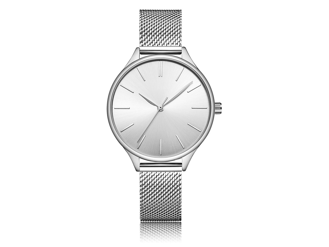 Relógio de Pulso Feminino Casual À Prova D'água com Pulseira Ajustável e Movimento de Quartzo Branco