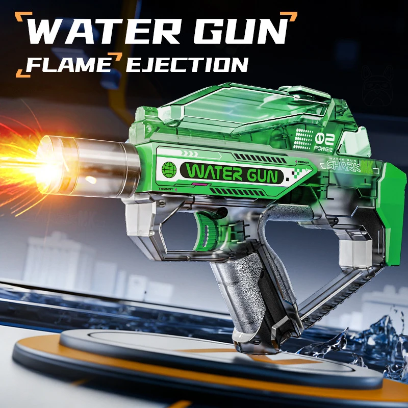Pistola de Água Totalmente Automática com Luz, Disparo Contínuo, Brinquedo Aquático, Jogo de Praia. MDUG (verde)