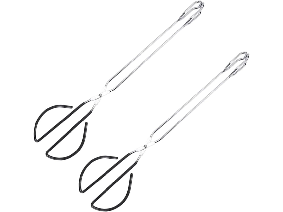 Conjunto De 2 Pinças Multiuso Magiclulu Em Aço Inoxidável Para Churrasco E Pão, Cor Preta
