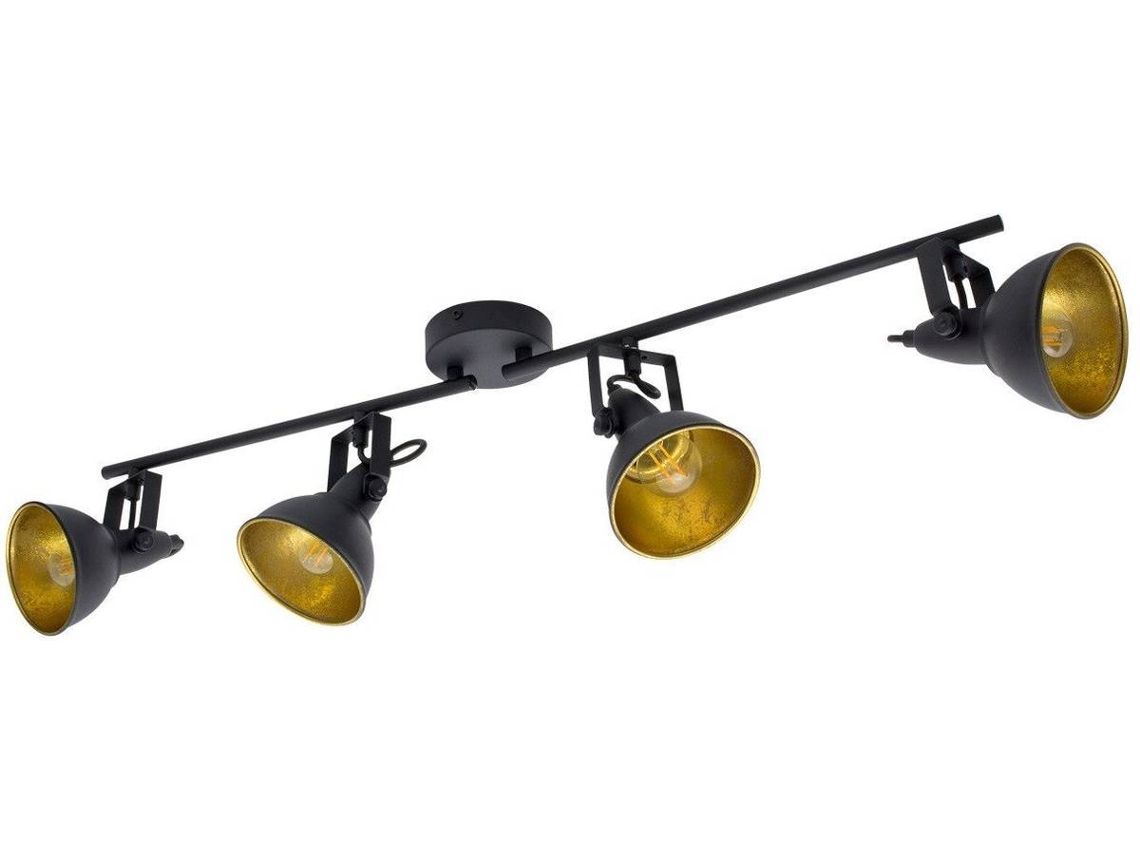 Candeeiro De Teto Orientável Em Metal Com 4 Focos Preto Emer Preto