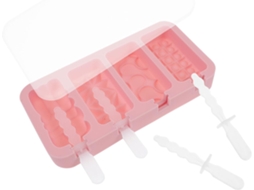 Forma De Silicone Rosa Para Sorvete Com Tampa E Palitos, Segura E Fácil De Usar, Design Criativo E Atraente Para Fazer