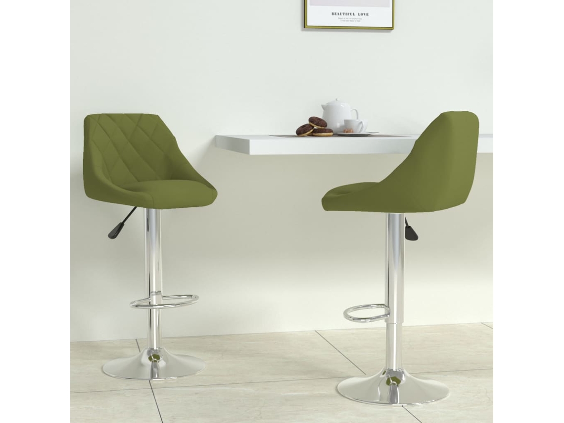 Vidaxl Bancos De Bar 2 Pcs Veludo Verde-claro