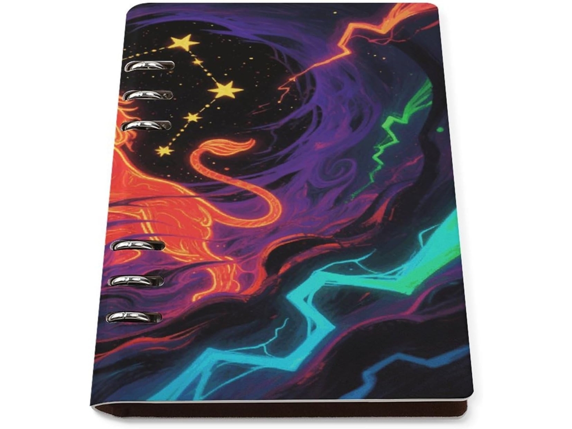 Blacklight Constellation Pasta De Planejamento A5 Com 6-argolas, Caderno Espiral Profissional Em Couro Com Pautas, Pasta