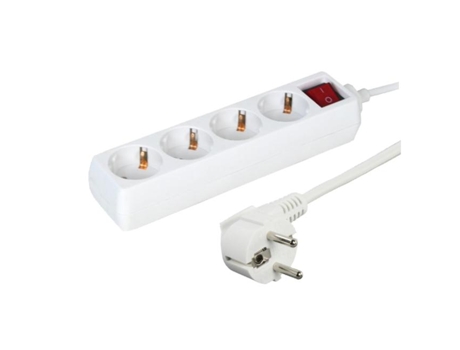 Tomada Elétrica C/ 4 Saídas Interruptor 1.5m Branco Edh