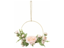 Aiducho Guirlanda de Flores Douradas para Decoração de Parede, Guirlanda de Rosas Artificiais em Moldura Redonda AQUAFORGE (rosa)