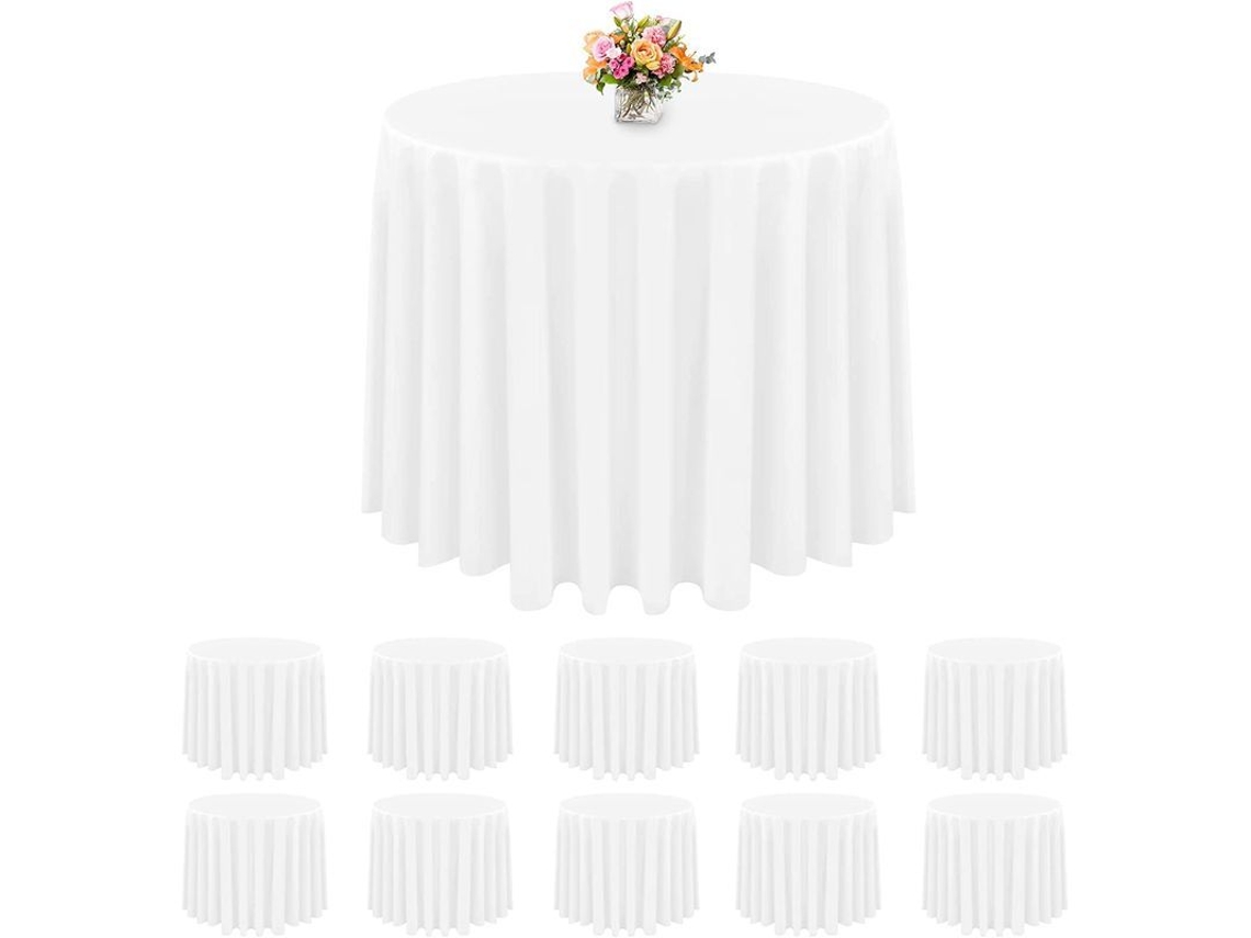 Protetores de mesa descartáveis redondos de PEVA, 84 polegadas, resistente à água, para festa, churrasco, casamento, branco | S/MARCA