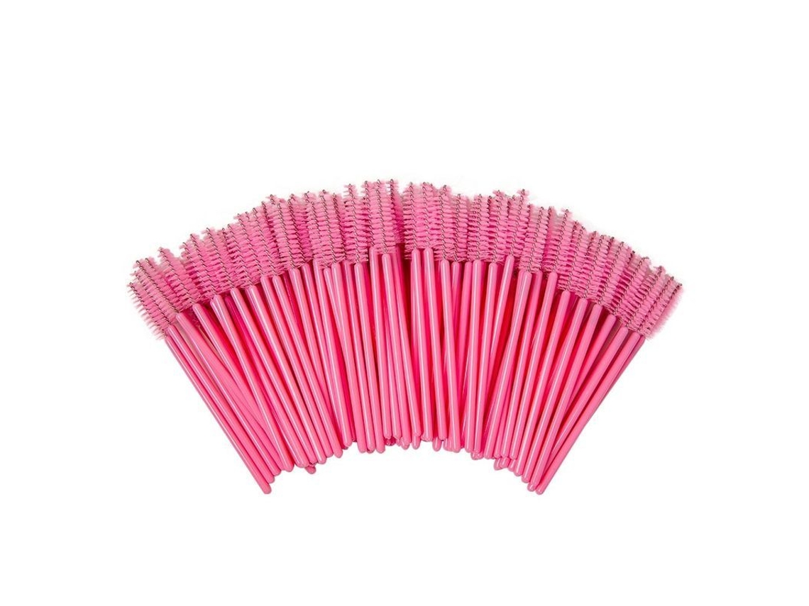 Conjunto de 100 Pincéis Descartáveis para Cílios, Pincel de Máscara de Cílios Descartável (rosa)