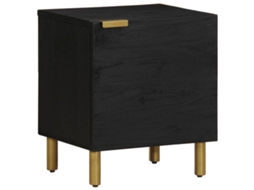 Vidaxl Mesa De Cabeceira 40x33x46 Cm Madeira De Mangueira Maciça Preto