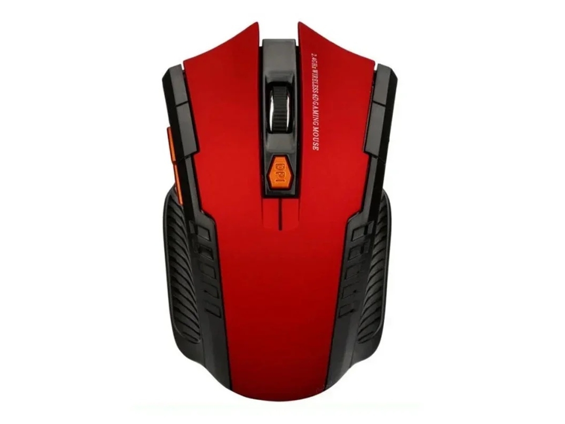 Rato YIZHOOD Jogos sem fio de alta precisão 2,4 GHz 6 botões 1600 DPI USB Retroiluminado silencioso Blue-tooth para laptop PC vermelho