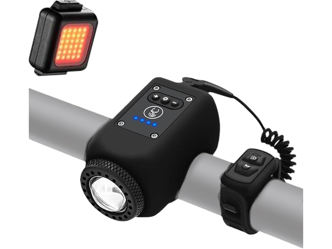 Luz De Bicicleta Com Buzina, 120 Db, Ângulo Visão 180°, Recarregável
