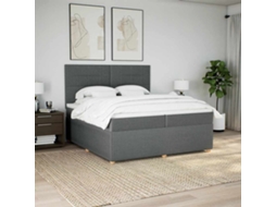 Cama Com Molas/colchão 200x200 Cm Tecido Cinzento-escuro