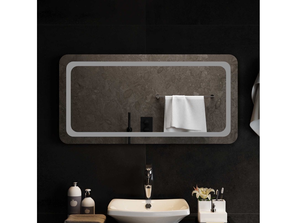Vidaxl Espelho De Banheiro Led Com Espelho Transparente 100 X 50 Cm