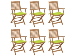 Cadeiras Dobráveis Jardim C/ Almofadões 6 Pcs Acácia Maciça Dkd Home Decor