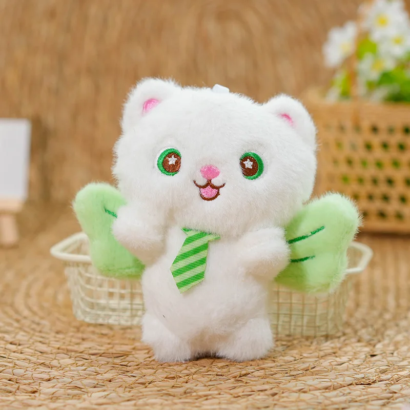 Chaveiro de Pelúcia de Gato Anjo Fofo de 12 Cm MDUG (verde)