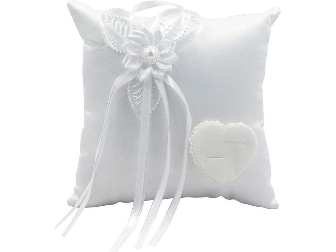 Cojín De Anillos De Boda Romántico - Capa Para Anillos Com Fita E Pérolas - Decoração De Boda E Presente