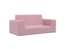 Vidaxl Sofá Infantil De 2 Lugares Pelúcia Rosa