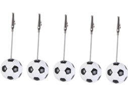Conjunto Toyandona com 5 prendedores decorativos para fotos, em resina e metal, formato de bola, para maior segurança de fotos e papéis.