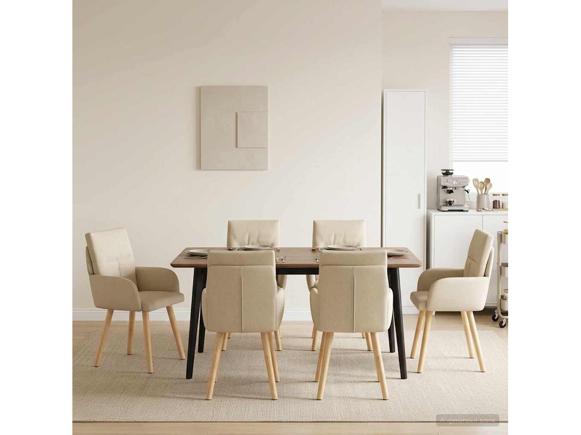 Vidaxl Cadeiras De Jantar 4 Unid. Tecido Creme 60 X 56 X 96 Cm