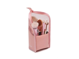 Bolsa de Pincéis de Maquiagem Meia Transparente em Pé com Zíper (rosa)
