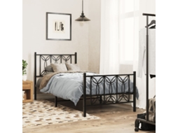 Vidaxl Estrutura de Cama com Cabeceira e Pés 80x200 Cm Metal Preto