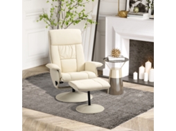 Poltrona Giratória Reclinável Até 135° Com Encosto Relaxado, Apoio Para Os Pés E Assento Giratório, Medindo 78x84x110cm Na Cor Creme.