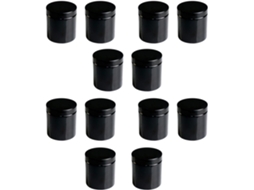 Conjunto De 12 Potes Cosméticos Pet De 500ml, Pretos, Com Abertura Larga E 89 Dentes, Potes Vazios Para