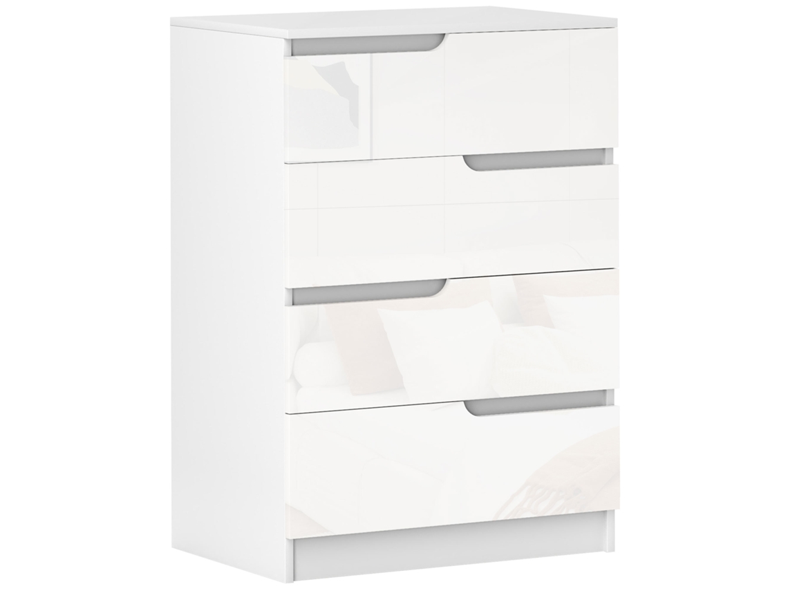 Cómoda com 4 Gavetas Melamina de Madeira Cor Branco 60x40x85 cm Homcom