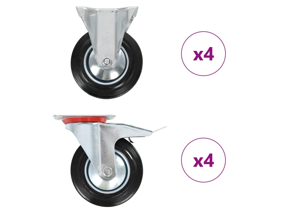 Vidaxl 8 Pcs Rodas 160 Mm