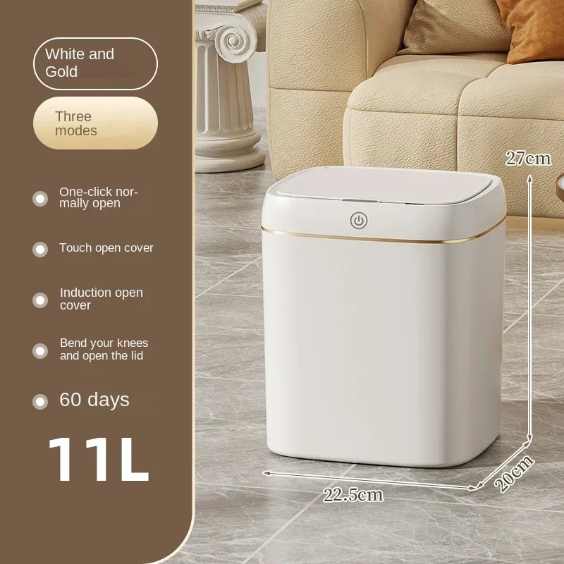 Lixeira Inteligente Com Sensor (11l, Recarregável), À Prova D'água, Adequada Para Banheiro, Cozinha E Lavabo.