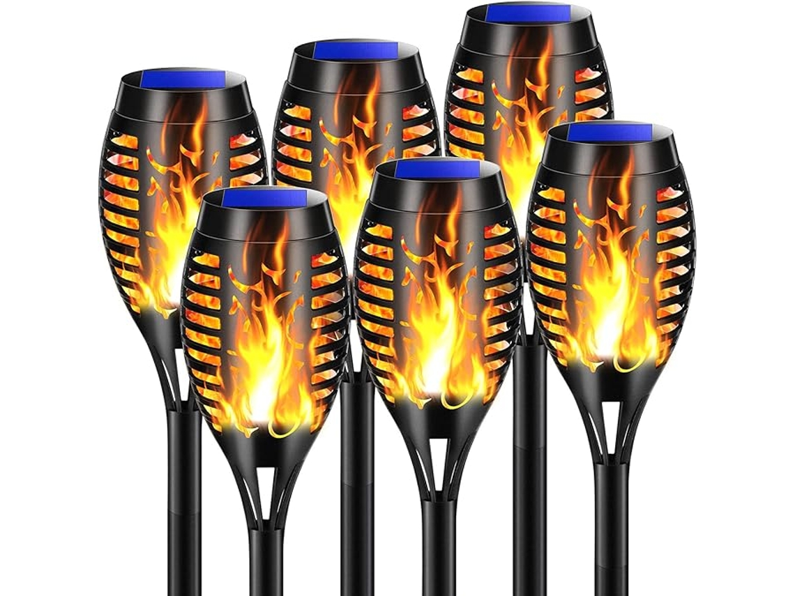 Pacote Com 6 Luzes Solares Para Áreas Externas, Luzes Solares Para Áreas Externas Com Chama Dinâmica Realista Luzes Solares Para Aquaforge