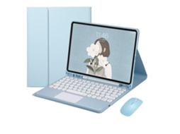 Lurelia Capa Com Teclado Bluetooth Para Ipad8 10.2 Teclado E Rato Touch Com Bandeja Para Caneta, Layout Pt, Azul Celeste