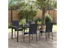 Vidaxl Conjunto De Jantar Para Jardim 5 Unid. Preto Aço Revestido A Pó