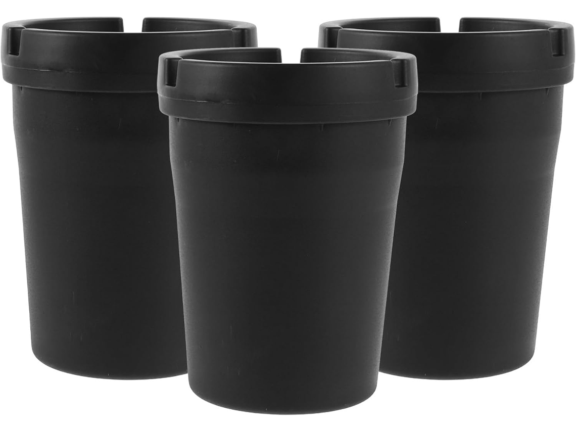 Conjunto de 3 Cinzeiros Automáticos para Porta-Copos de Carrinho em Plástico Marrom