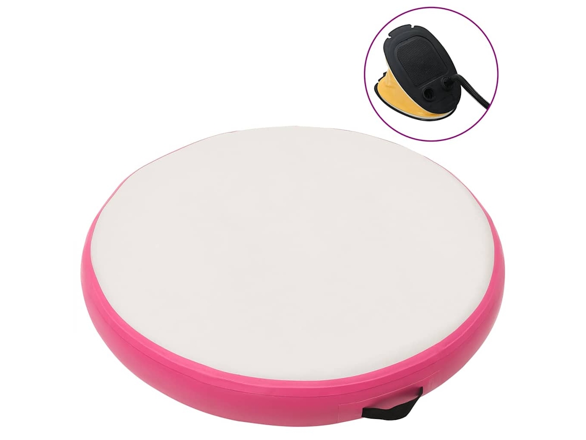 Vidaxl Tapete De Ginástica Insuflável Com Bomba 100x100x20 Cm Pvc Rosa