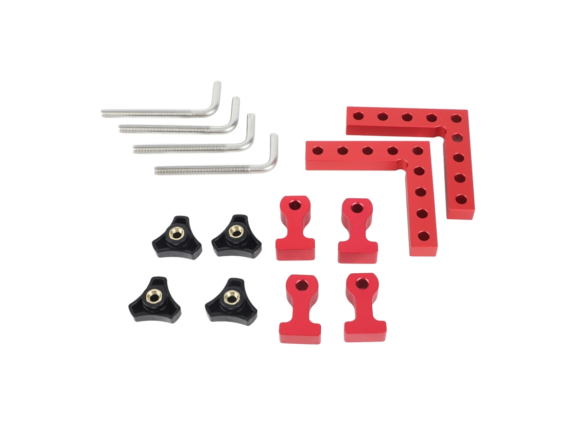2 Conjuntos Fixador Ângulo 90° Carpintaria Prisma Posicionamento 100mm Acessórios