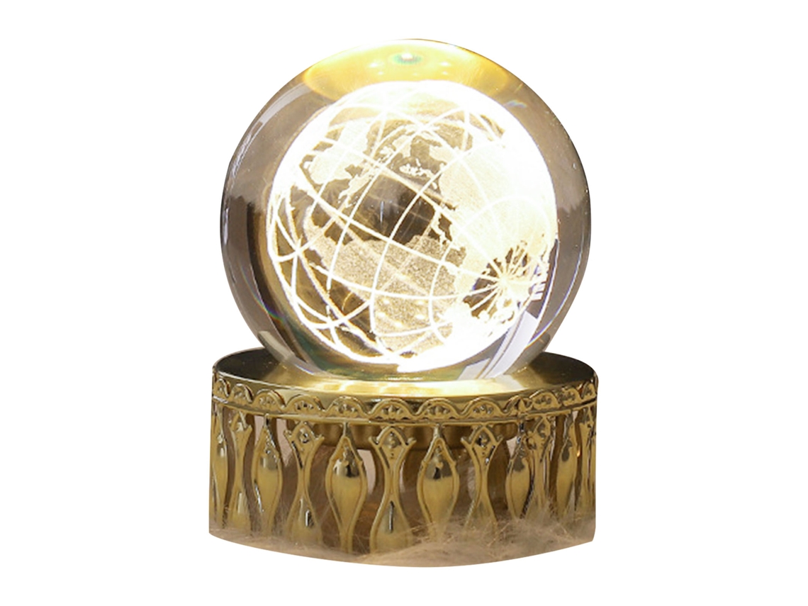 2026 luz de Noite Esfera de Cristal Falso com Gravura 3d Led Ornament Decorativo para Quarto Sala de Estar