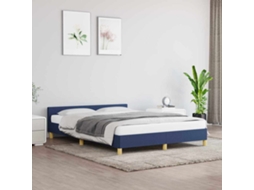 Vidaxl Estrutura Cama C/ Cabeceira Sem Colchão 140x200 Cm Tecido Azul