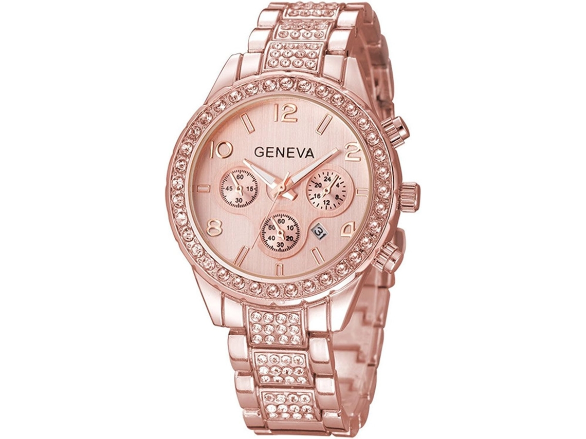 Lurelia Relógio Digital Feminino, Movimento De Quartzo, Analógico, Visor Digital, Cronógrafo, Detalhes Com Strass, Aço Inoxidável, Vidro Mineral