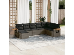 Vidaxl 8 Pcs Conjunto Sofás De Jardim C/ Almofadões Vime Pe Cinzento