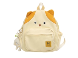Mochila Feminina Com Estampa De Gatos, Estilo Japonês, Para Estudantes, Ideal Para O Dia A Dia E Viagens. Amarela.