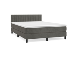 Conjunto 1 Cama Box Spring Vidaxl Cinzeto Veludo (203 X 144 X 88 Cm)