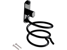 Suporte De Parede Para Secador De Cabelo Com Cola E Parafusos, Preto, 1 Peça.